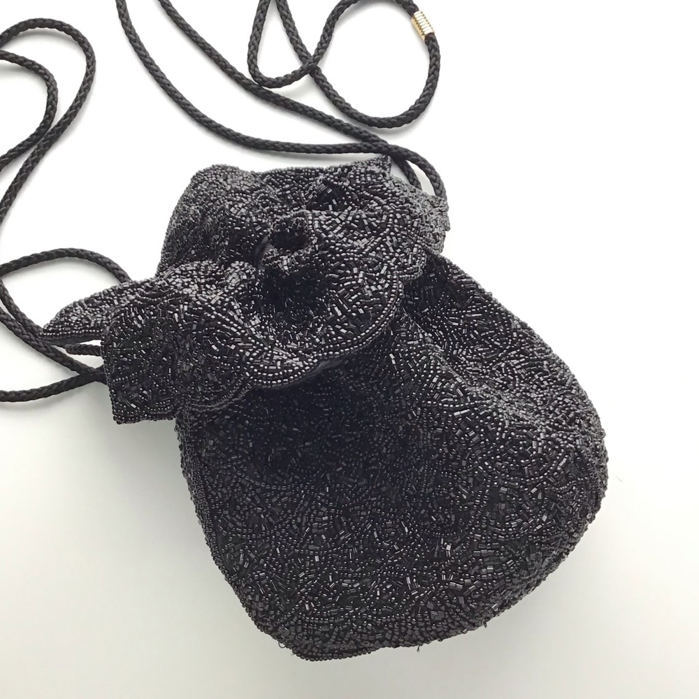 Vintage Sequin Drawstring Pouch Bag Crossbody Bag